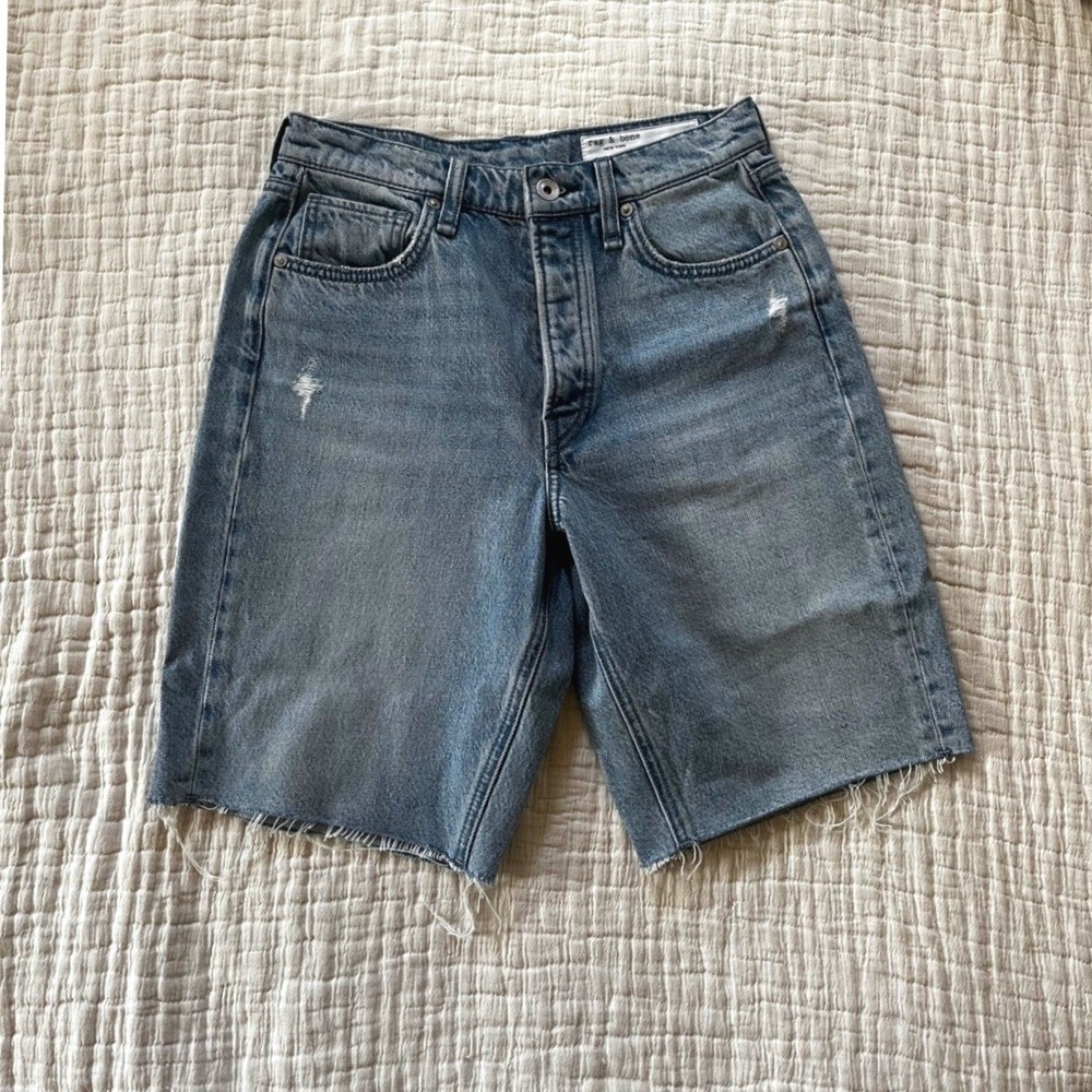 Rag & Bone Shorts Womens 25 Blue Vintage Bermuda Mid-Rise